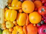 Colorful Fresh Fruits And Vegetables  Background, Healthy Eating Stock Photo