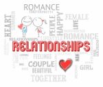 Relationships Word Shows Devotion Friendship And Love Stock Photo