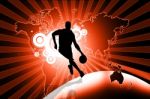 Basketball Player In Abstract Background Stock Photo