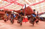 Ladakh, India-july 29, 2012 - Unidentified Buddhist Monks Dancing During A Festival At Dak Thok Monastery Stock Photo