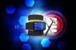 3d Rendering Fitness Bracelet Smart Watch With Database Near Tool Stock Photo