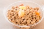 Homemade Granola Breakfast With Dried Fruit Stock Photo