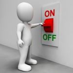 On Off Switch Shows Energy Supply Stock Photo
