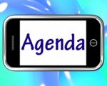 Agenda Smartphone Means Online Schedule Or Timetable Stock Photo