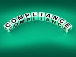 Compliance Dice Mean Agreeing To Rules And Policy Stock Photo