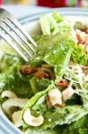 Caesar Salad With Fork Stock Photo