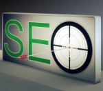 Seo Target Promotes Website And Internet Marketing Stock Photo