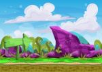 Cartoon  Landscape With Separated Layers For Game And Animation Stock Photo