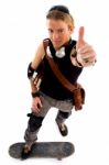 Cool Skater Showing Thumbs Up Stock Photo