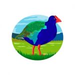 South Island Takahe Bird Oval Retro Stock Photo