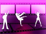 Filmstrip Disco Indicates Celluloid Dance And Photograph Stock Photo