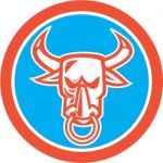 Bull Cow Head Nose Ring Circle Cartoon Stock Photo