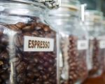 Coffee Beans In The Glass Stock Photo