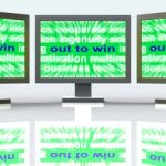 Out To Win Monitors Mean Positive Motivated And Proactive Stock Photo