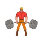 Buffed Lumberjack Lifting Weights Cartoon Stock Photo