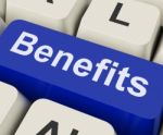 Benefits Key Means Advantage Or Reward Stock Photo