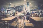 Blurred In Food Court With Many People Stock Photo
