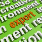 Export In Word Cloud Means Sell Overseas Or Trade Stock Photo
