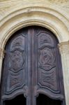 Malaga, Andalucia/spain - July 5 : Old Wooden Doors To The Cathe Stock Photo