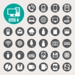 Mobile Devices , Computer And Network Connections Icons Set Stock Photo