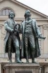 The Goethe–schiller Monument In Weimar Germany Stock Photo