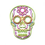Sugar Skull Neon Sign Stock Photo