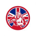 British Sandblaster Union Jack Flag Stock Photo
