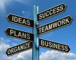 Success Idea Teamwork Plan Signpost Stock Photo