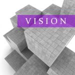 Vision Blocks Means Commercial Mission 3d Rendering Stock Photo