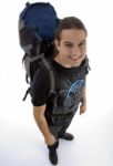 Young Traveler With Backpack Stock Photo