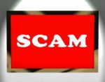 Scam Screen Shows Swindles Hoax Deceit And Fraud Stock Photo