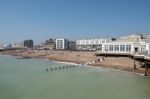 Worthing, West Sussex/uk - April 20 : View Of Worthing Beach In Stock Photo