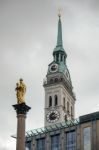 St Marys Column And St Peters Church In Munich Stock Photo