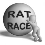 Rat Race Uphill Character Shows Hectic Work Competition Stock Photo