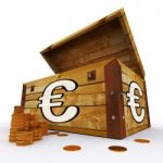 Euro Chest Of Coins Shows European Prosperity And Economy Stock Photo