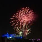 Fireworks Over The Edinburgh Castle Stock Photo