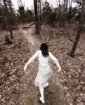 Forest Of The Darkness,3d Illustration Of  Ghost Girl In White Stock Photo