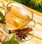Spiced Ginger Tea Indicates Organics Drink And Cup Stock Photo