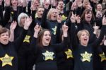 Cardiff Uk March 2014 - The Rock Choir Supporting Sport Relief D Stock Photo