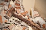 Old Wood Hammer In Demolition House Stock Photo
