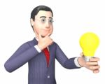 Businessman Character Shows Power Source And Thoughts 3d Renderi Stock Photo