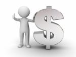 Figure Standing With Dollar Sign Stock Photo