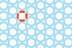Pattern Of Blue Water In Donut Shape With An Orange Lifebuoy Stock Photo