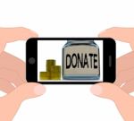 Donate Jar Displays Fundraising Charity And Contributions Stock Photo