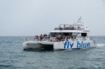 Puerto Banus - July 6 : Catamaran Leaving Puerto Banus Spain On Stock Photo