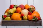 Crate Of Mix Of Fruits Stock Photo