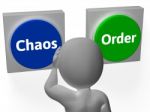Chaos Order Buttons Show Disorder Or Management Stock Photo