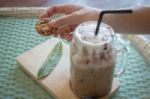 Cookie And Iced Chocolate Drink Stock Photo
