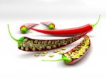Red Chili Pepper On A White Background. 3d Rendering Stock Photo