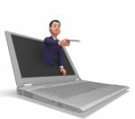 Businessman Working Online Indicates World Wide Web And Commerce Stock Photo
